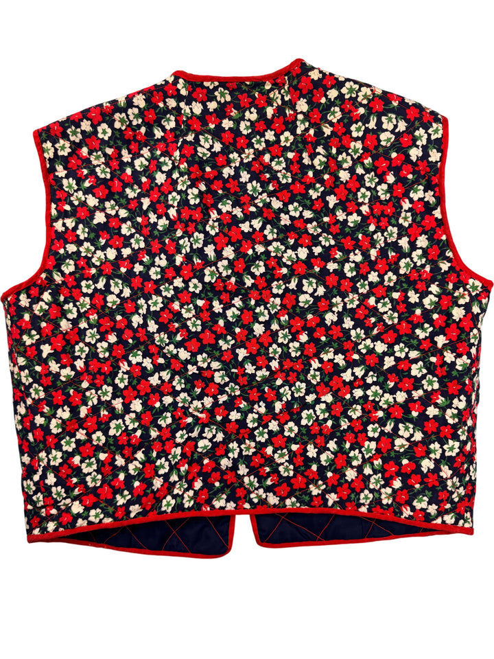 Vintage Floral Quilted Waistcoat - S - Think Vintage ltd