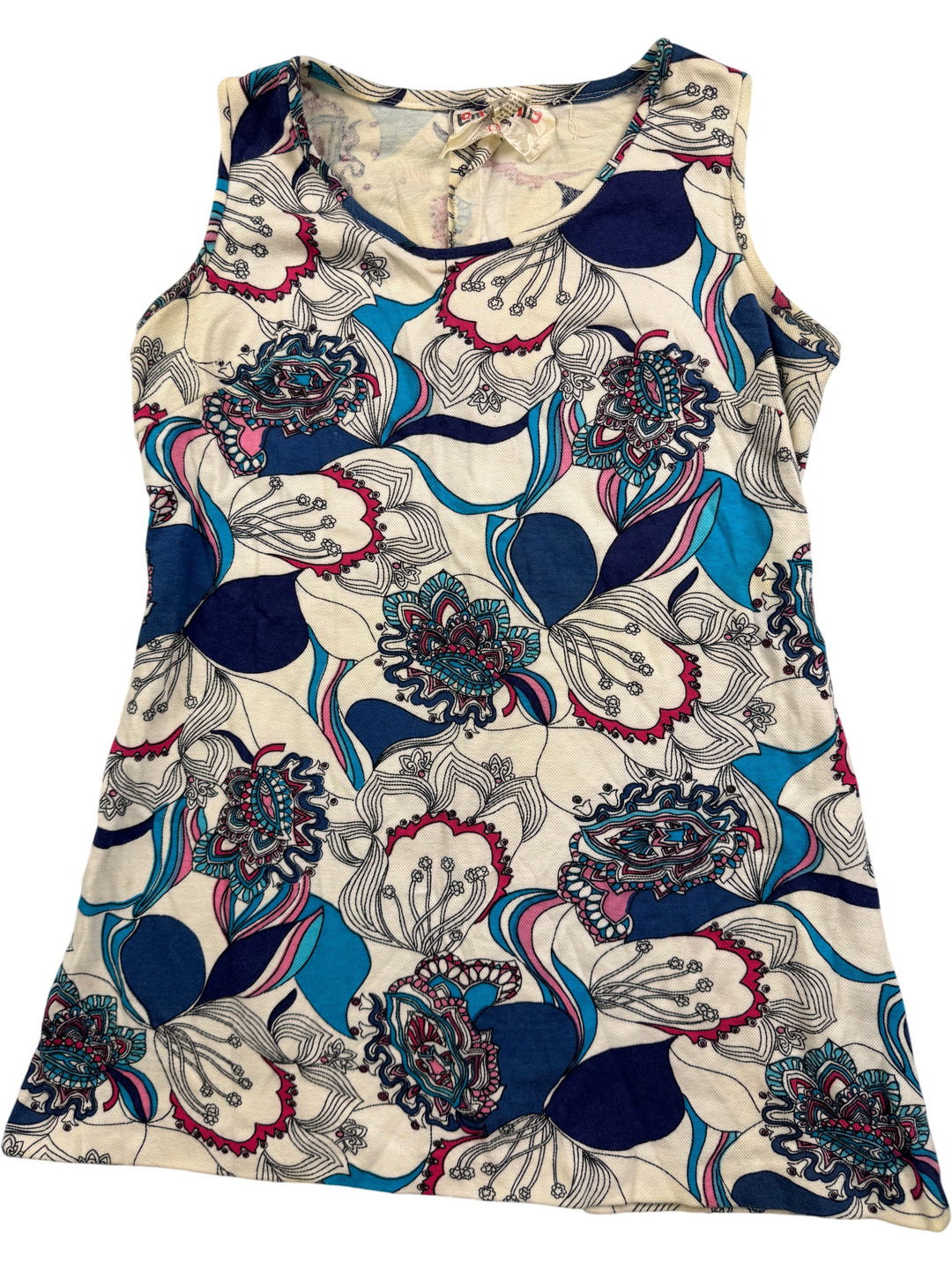 Vintage Floral Sleeveless Tank Top - M - Think Vintage