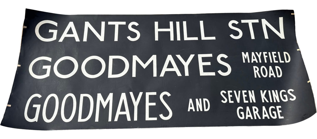 Vintage "Gants Hill/Good MAze/Mayfield.." Bus Destination Roll 'Sections' (E) - Think Vintage Online Ltd