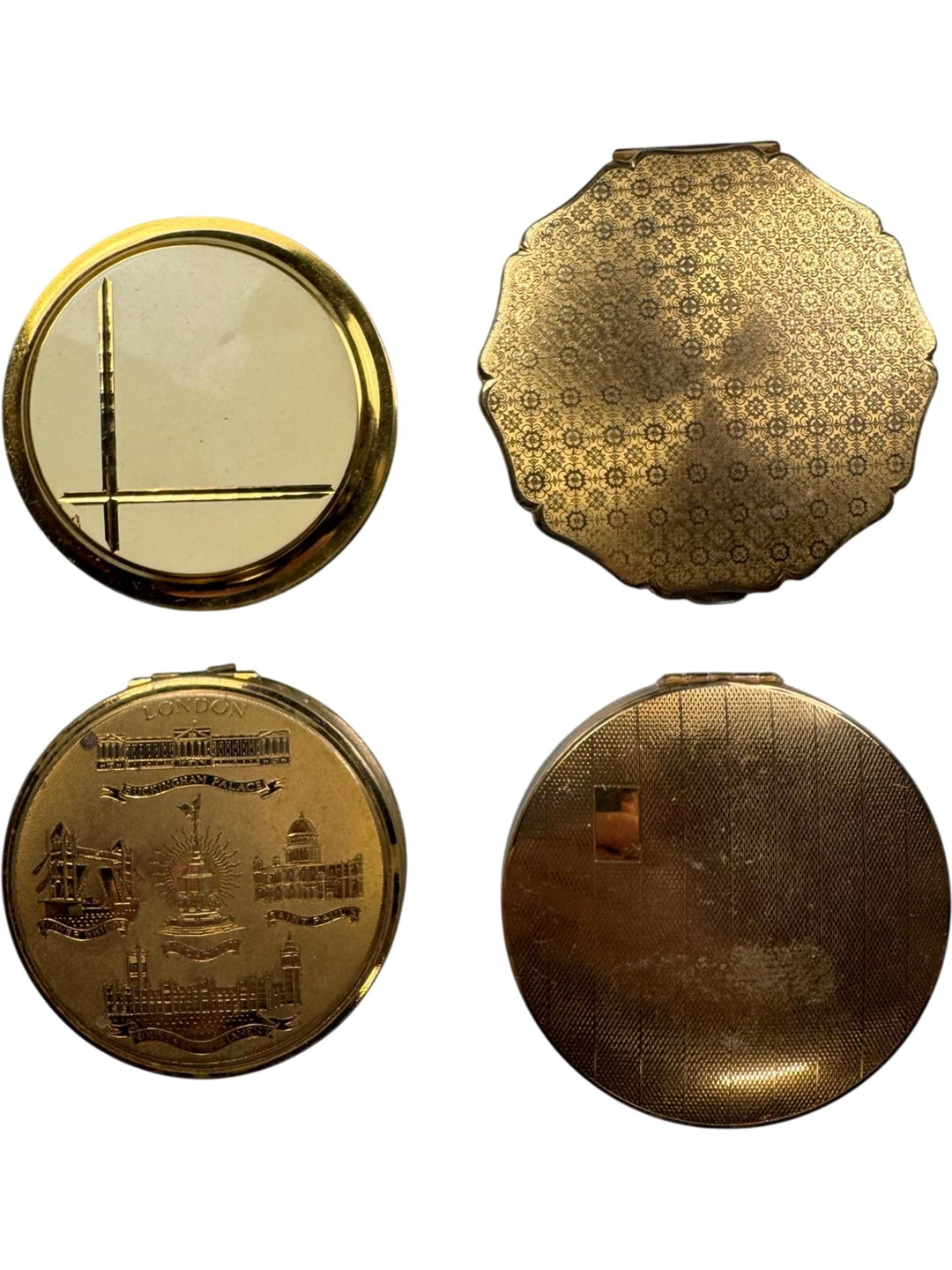 Vintage Gold Metal Compact Mirror Set - Think Vintage