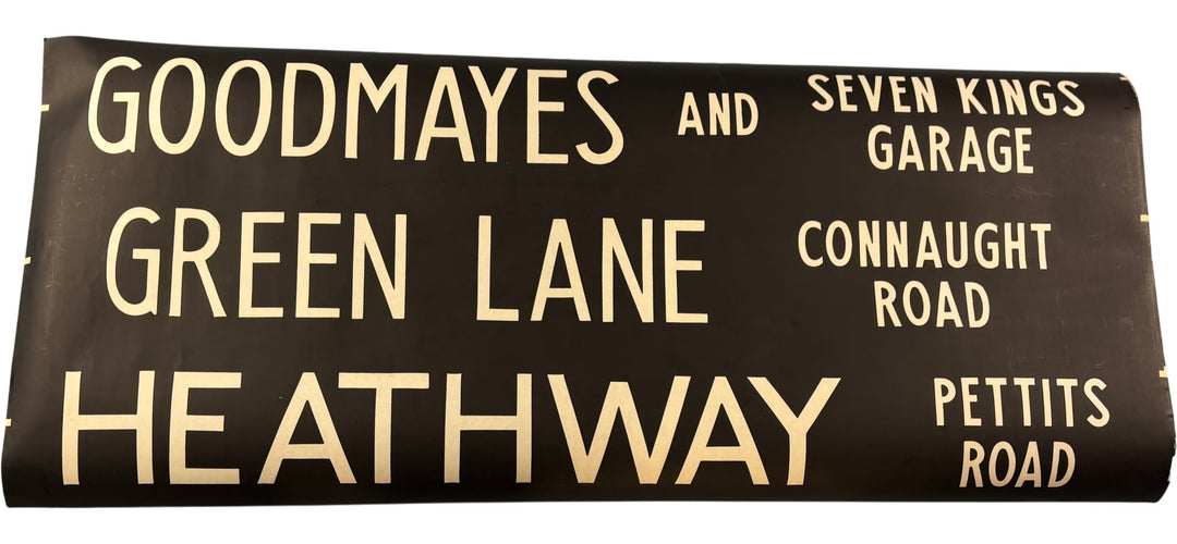 Vintage "Goodmayes/Green LN/Heathway" Bus Destination Roll 'Section' (L) - Think Vintage ltd