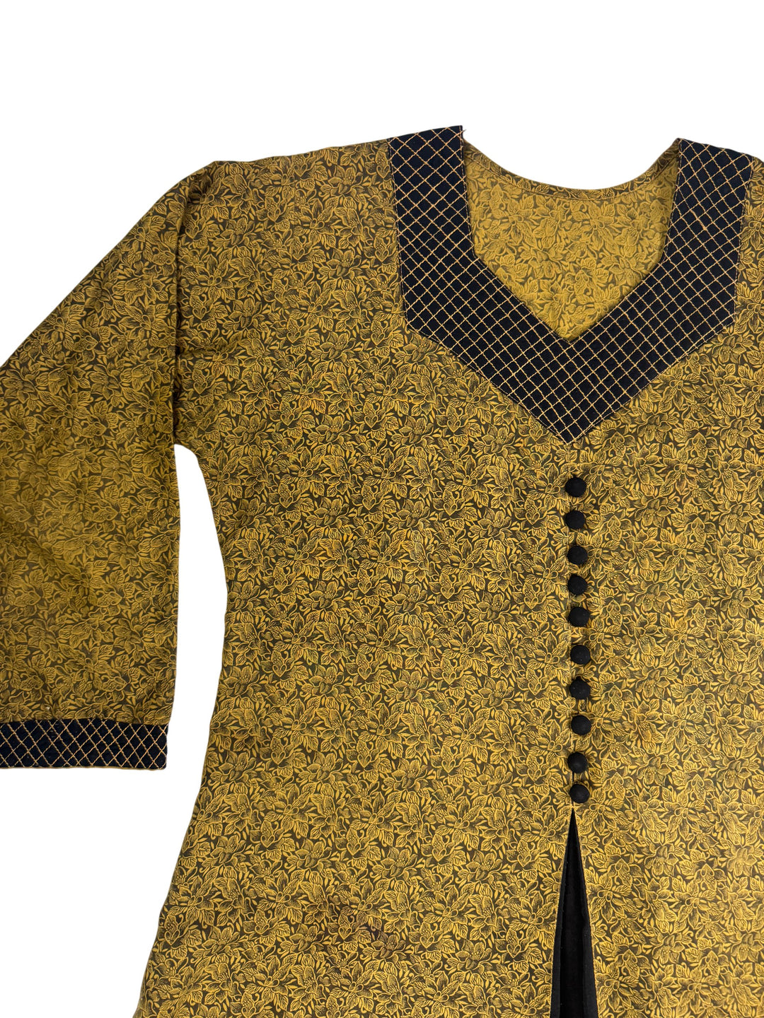 Vintage Green Indian Cotton Embroidered Dress - M - Think Vintage Online Ltd