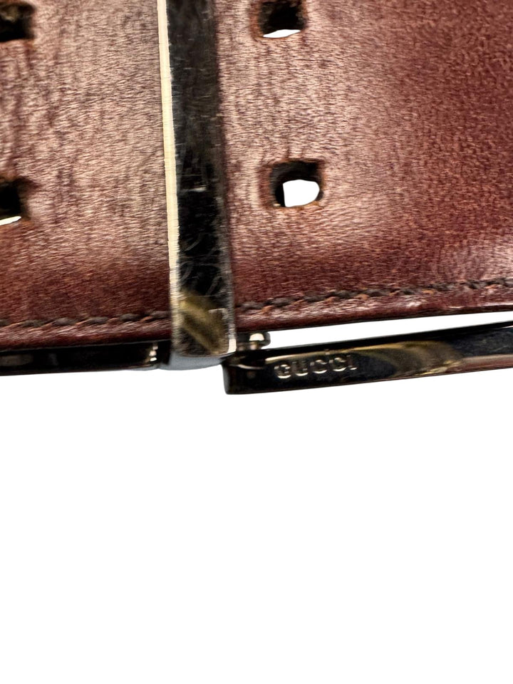 Vintage Gucci Striped Leather Belt - M - Think Vintage ltd