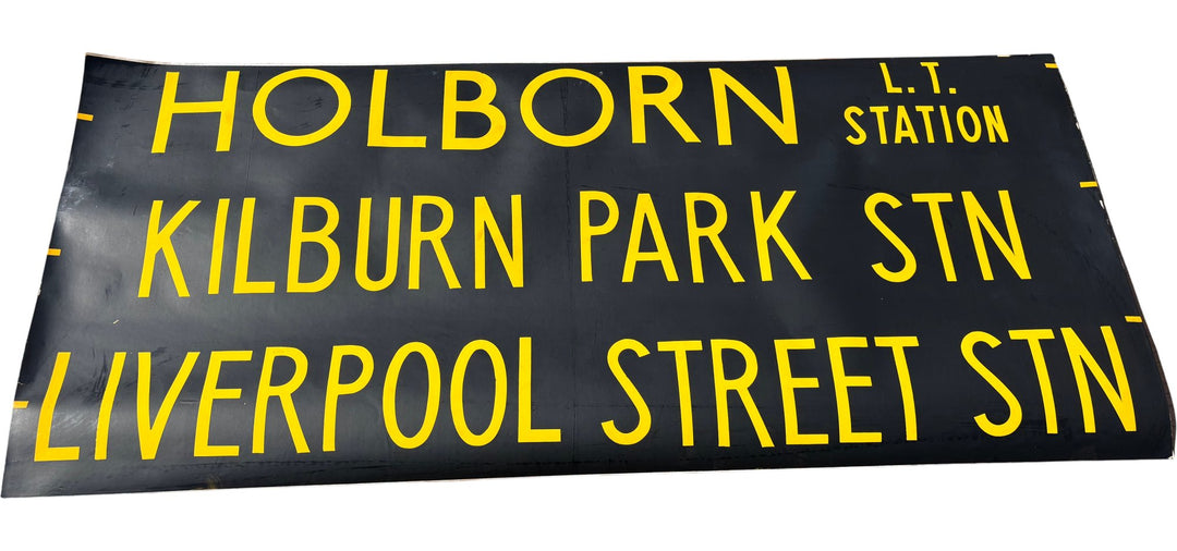 Vintage " Holborn/Kilburn/Liverpool Strt" Bus Destination Roll 'Sections' (L) - Think Vintage ltd
