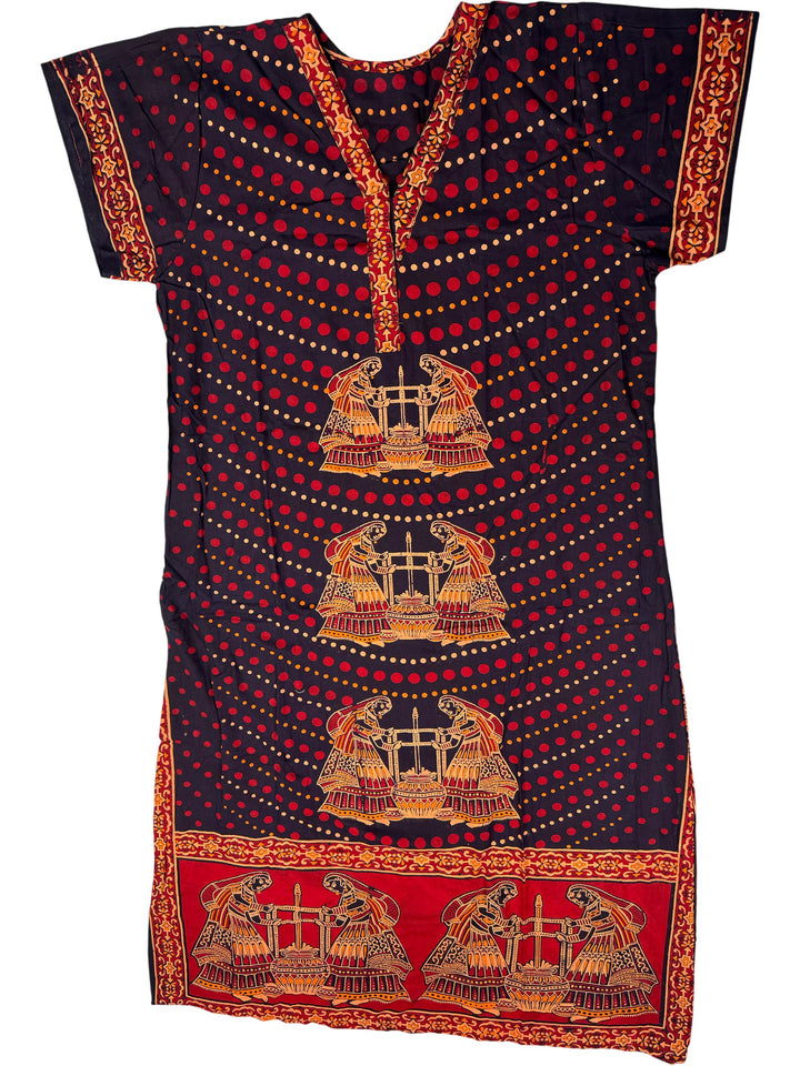 Vintage Indian Block Print Dress - M - Think Vintage