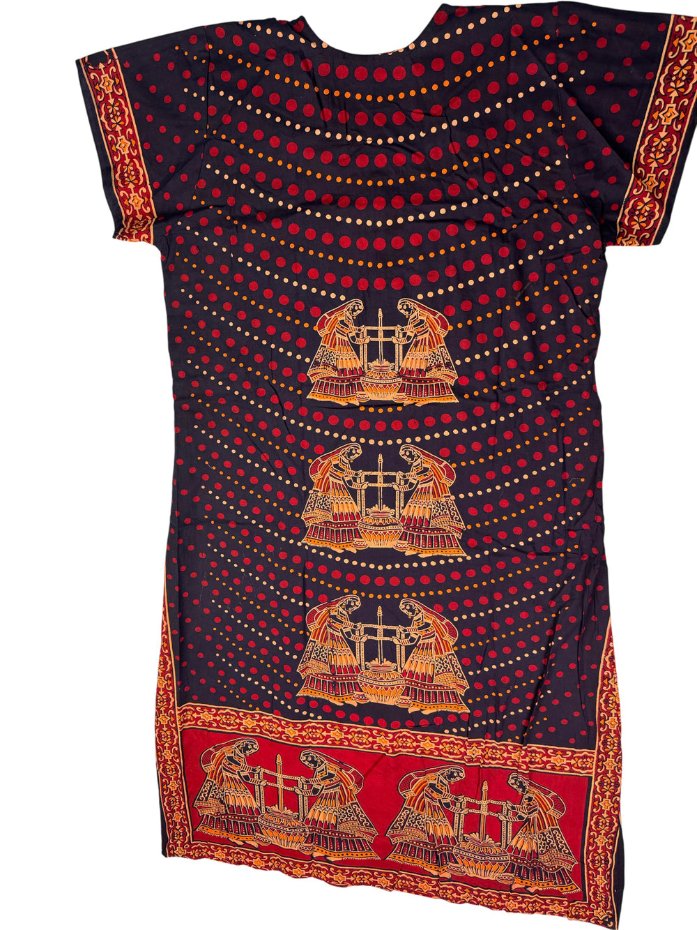 Vintage Indian Block Print Dress - M - Think Vintage Online Ltd