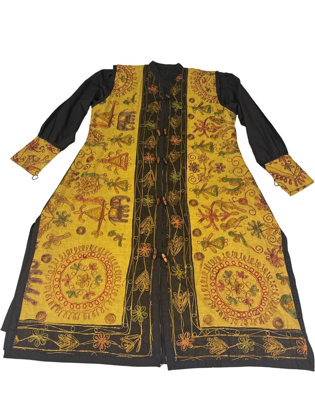 Vintage Indian Embroidered Long Sleeve Dress with Detached Waistcoat - M - Think Vintage Online Ltd
