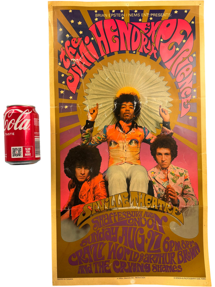 Vintage Jimi Hendrix Experience Poster August 26 Concert Memorabilia