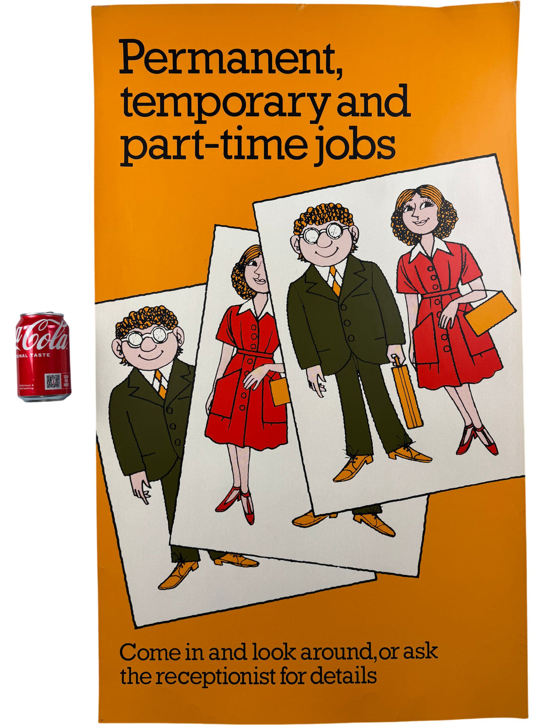 Vintage Job Recruitment Advertising Poster with Retro Cartoon Design - Think Vintage ltd