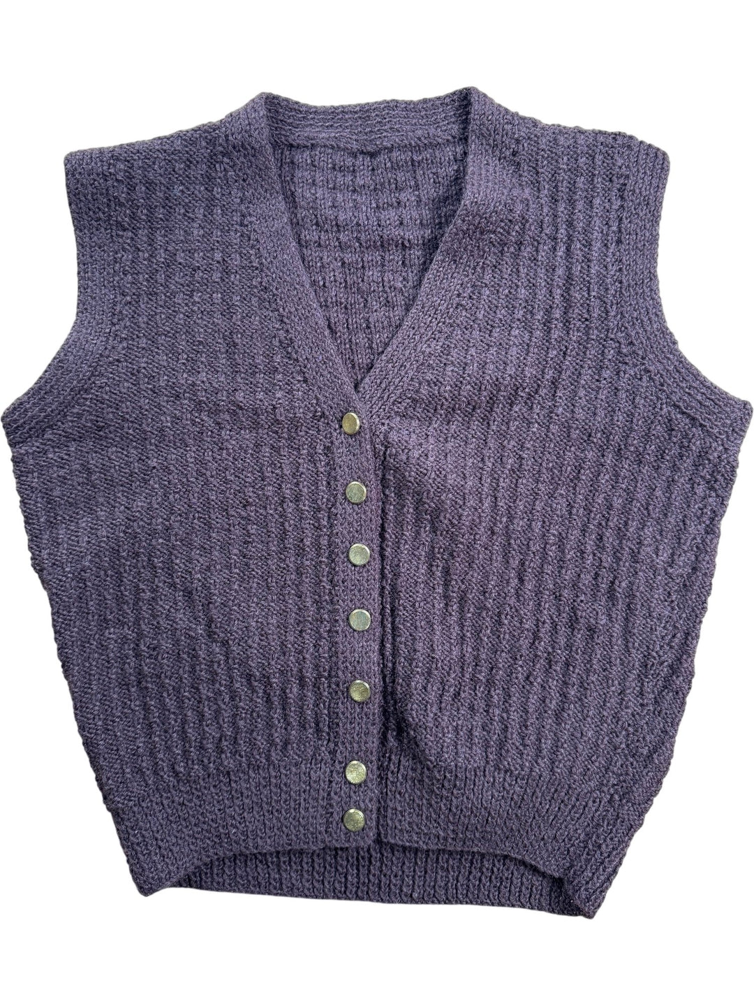 Vintage Knit Buttoned Waistcoat - M - Think Vintage ltd