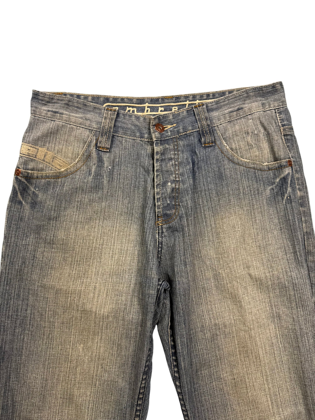 Vintage Lambretta Embroidered Grey Denim Jeans - W34 L32 - Think Vintage