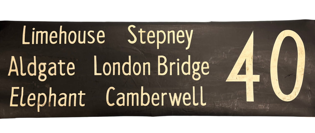 Vintage "Limehouse/Stepney/Aldgate..." Bus Destination Roll 'Sections' (L) - Think Vintage