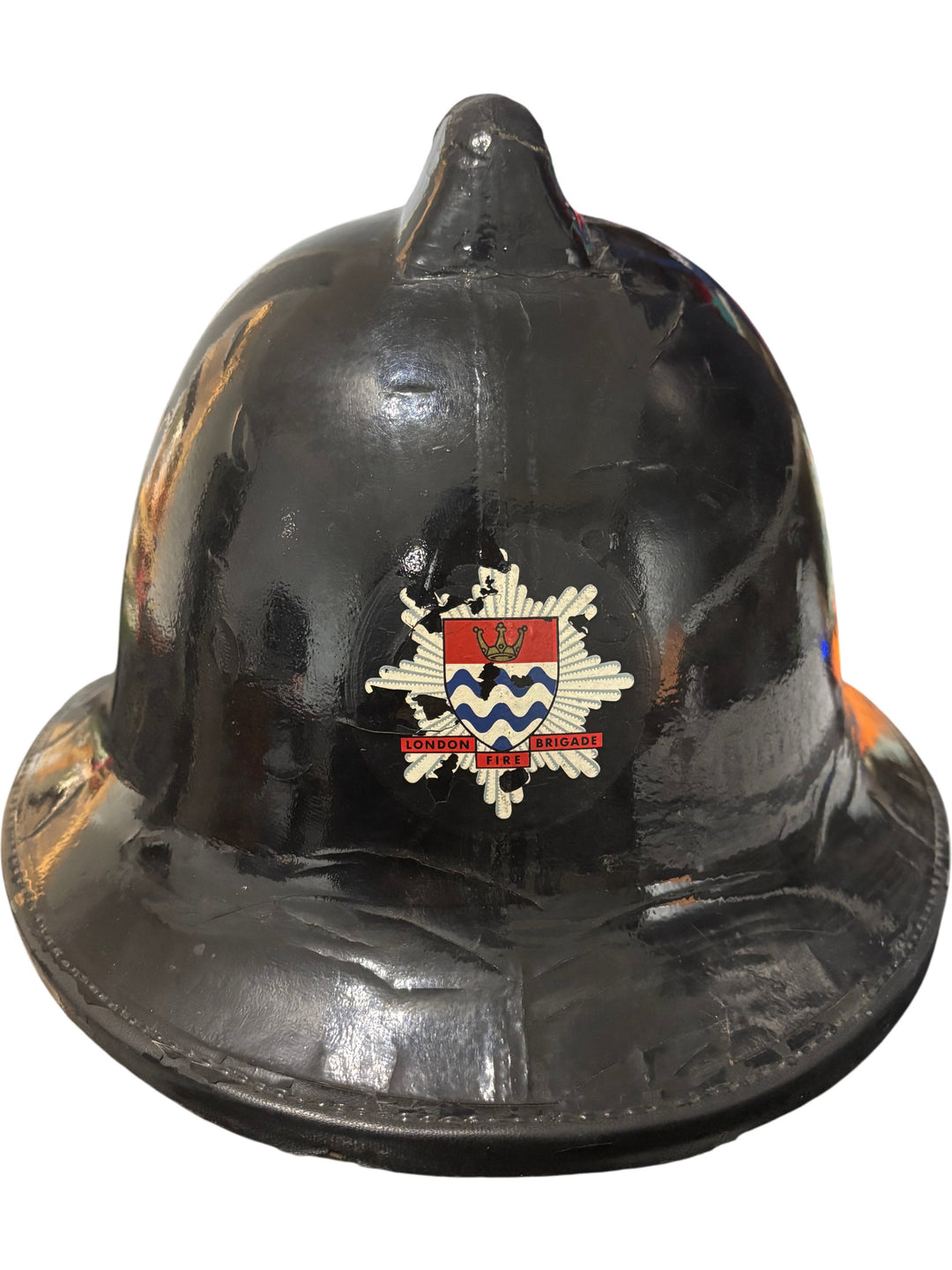Vintage London Fire Brigade Helmet Black 1971 Collectable - Think Vintage Online Ltd