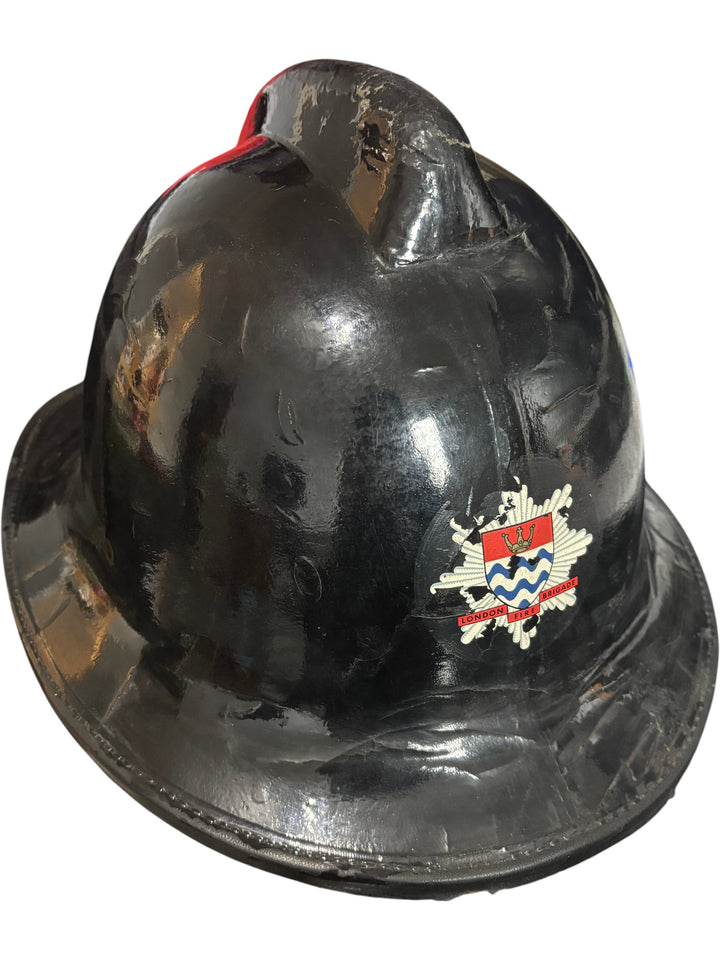 Vintage London Fire Brigade Helmet Black 1971 Collectable - Think Vintage ltd