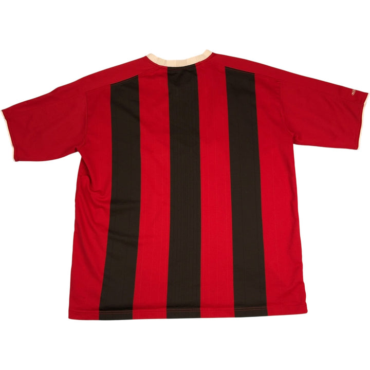 Vintage Manchester City Red Black Striped Football Shirt - Think Vintage