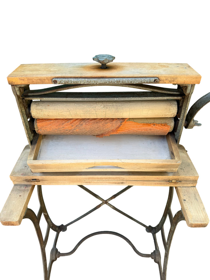 Vintage Manual Clothes Wringer Iron and Wood - Think Vintage
