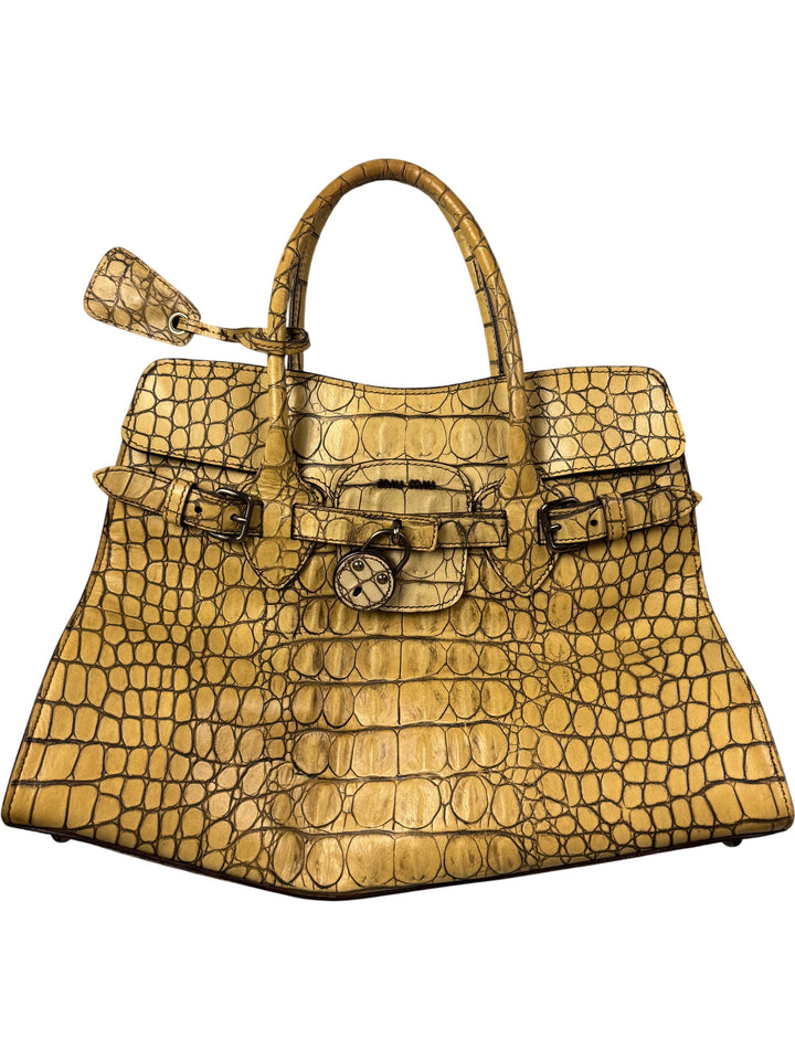 Vintage Miu Miu Beige Crocodile Leather Handbag - Think Vintage Online Ltd