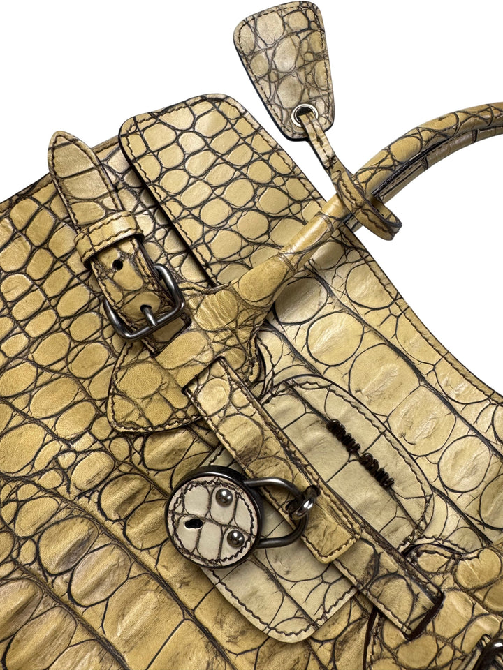 Vintage Miu Miu Beige Crocodile Leather Handbag - Think Vintage Online Ltd