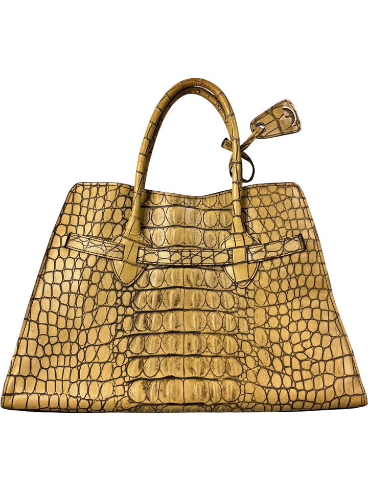 Vintage Miu Miu Beige Crocodile Leather Handbag - Think Vintage Online Ltd
