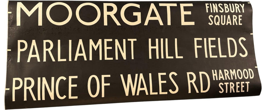 Vintage "Moorgate/Parliament/Prince of Wales" Bus Destination Roll 'Section' (L) - Think Vintage Online Ltd