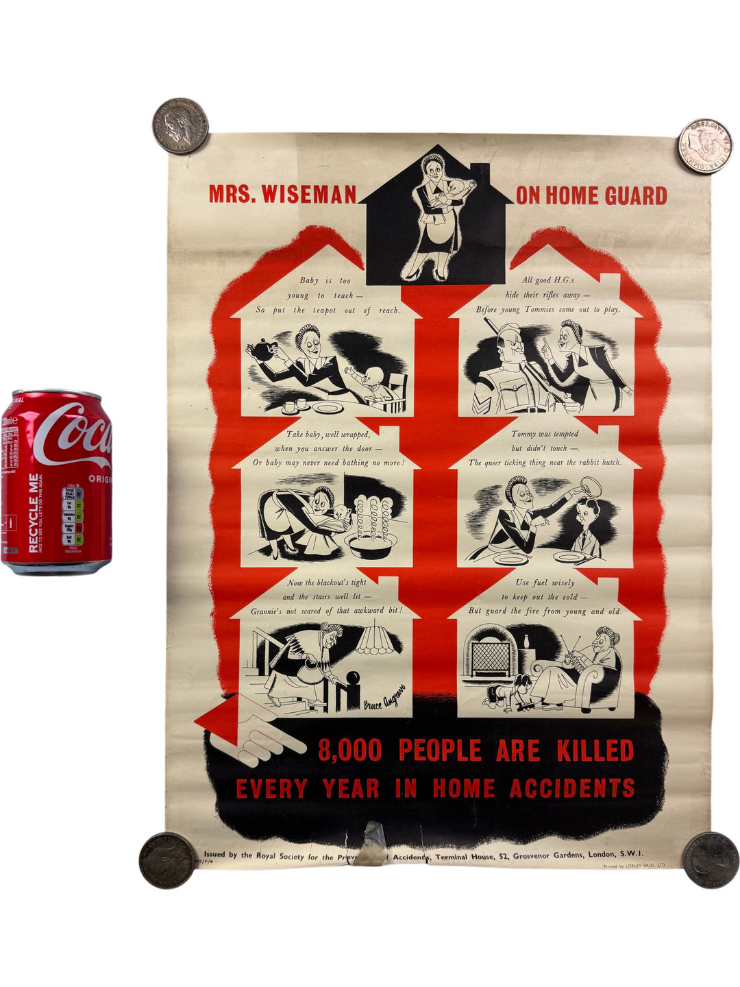 Vintage Mrs Wiseman On Home Guard Safety Poster Original - Think Vintage ltd