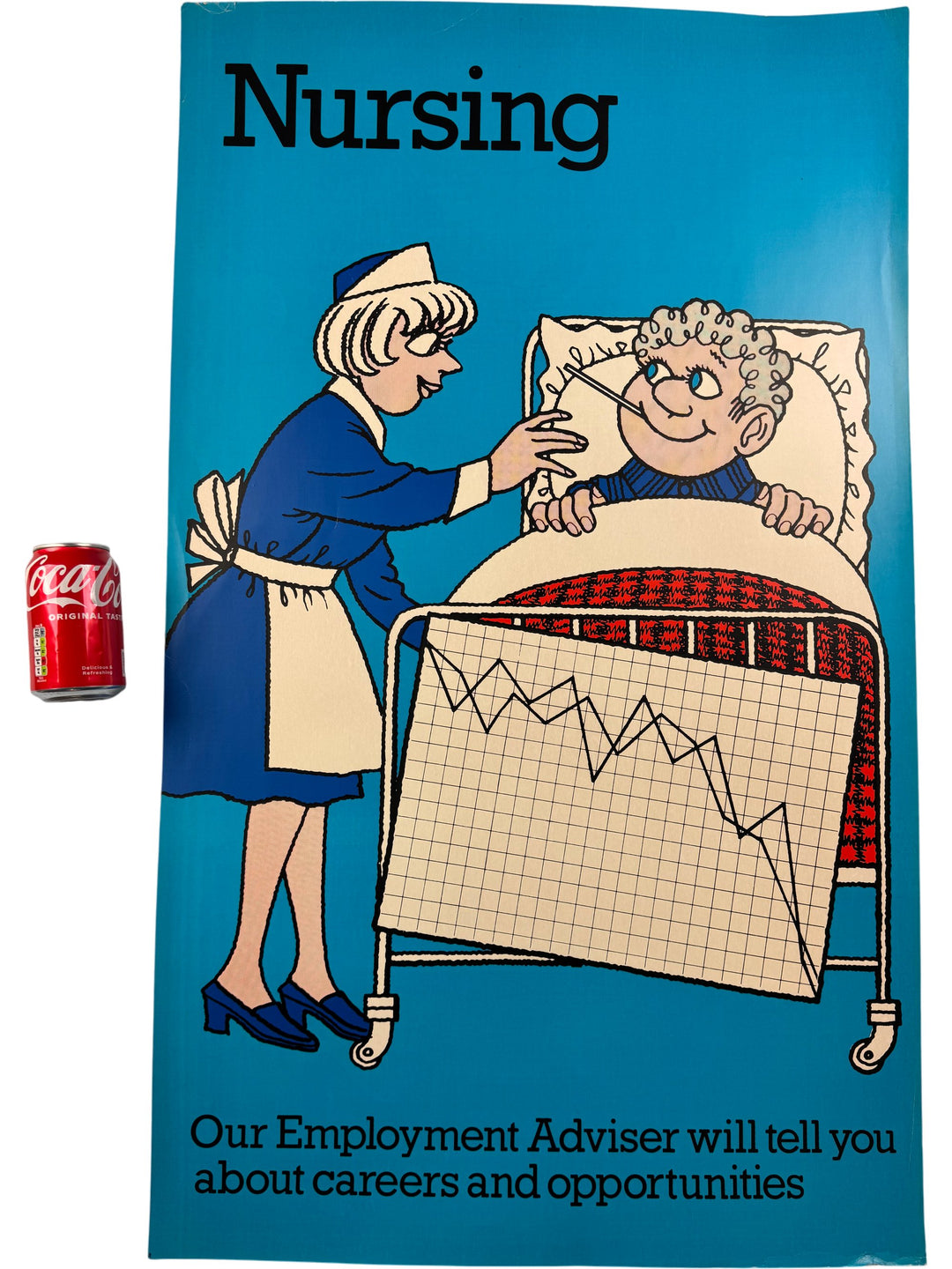 Vintage Nursing Career Opportunities Poster Blue Illustration - Think Vintage Online Ltd