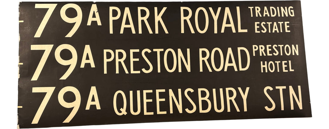 Vintage Park Royal/Preston Rd/Queensbury STN Bus Destination Roll 'Section' (L) - Think Vintage ltd