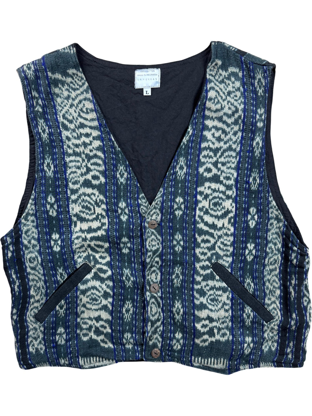 Vintage Patterned Cotton Waistcoat - M - Think Vintage ltd