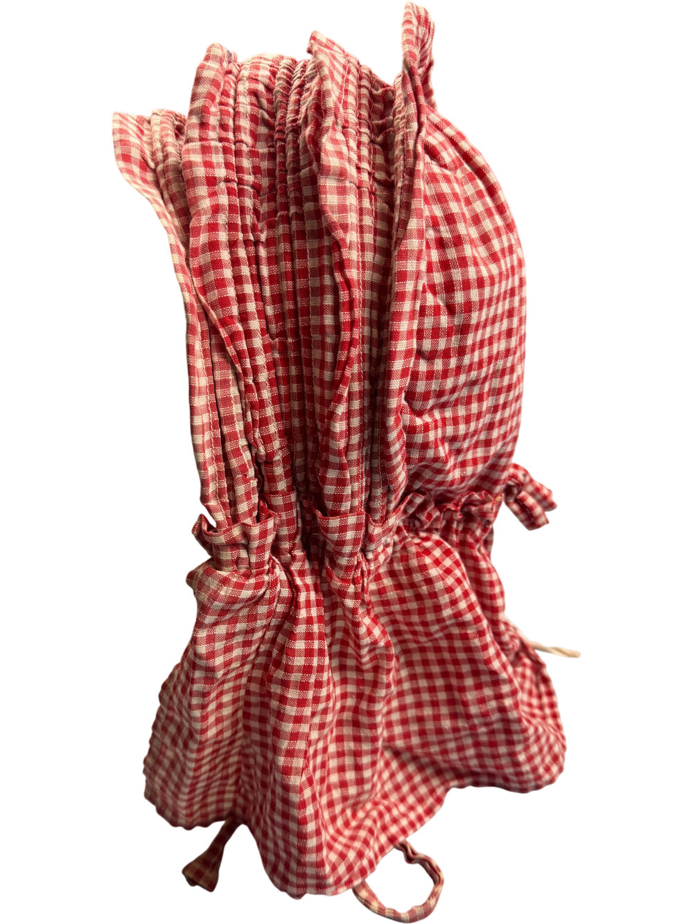 Vintage Red Checkered Bonnet Hat - Think Vintage Online Ltd