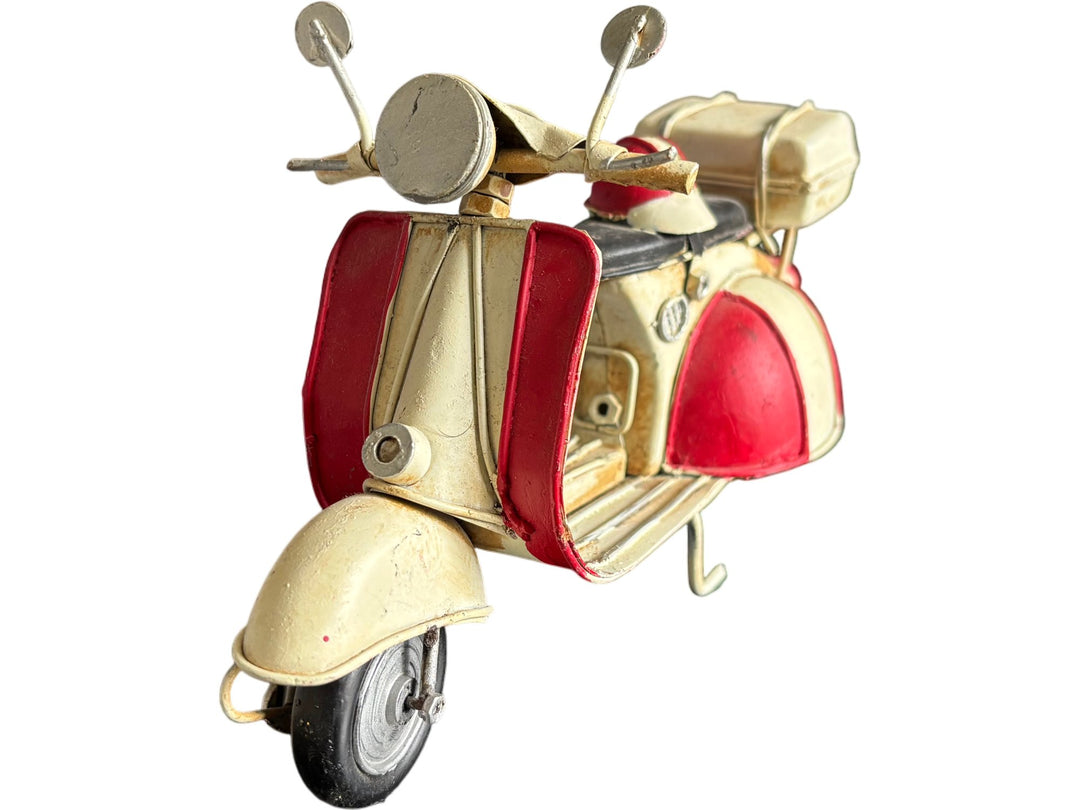 Vintage Red Cream Miniature Scooter Model Diecast Collectible - Think Vintage