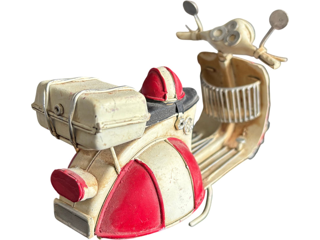 Vintage Red Cream Miniature Scooter Model Diecast Collectible - Think Vintage ltd