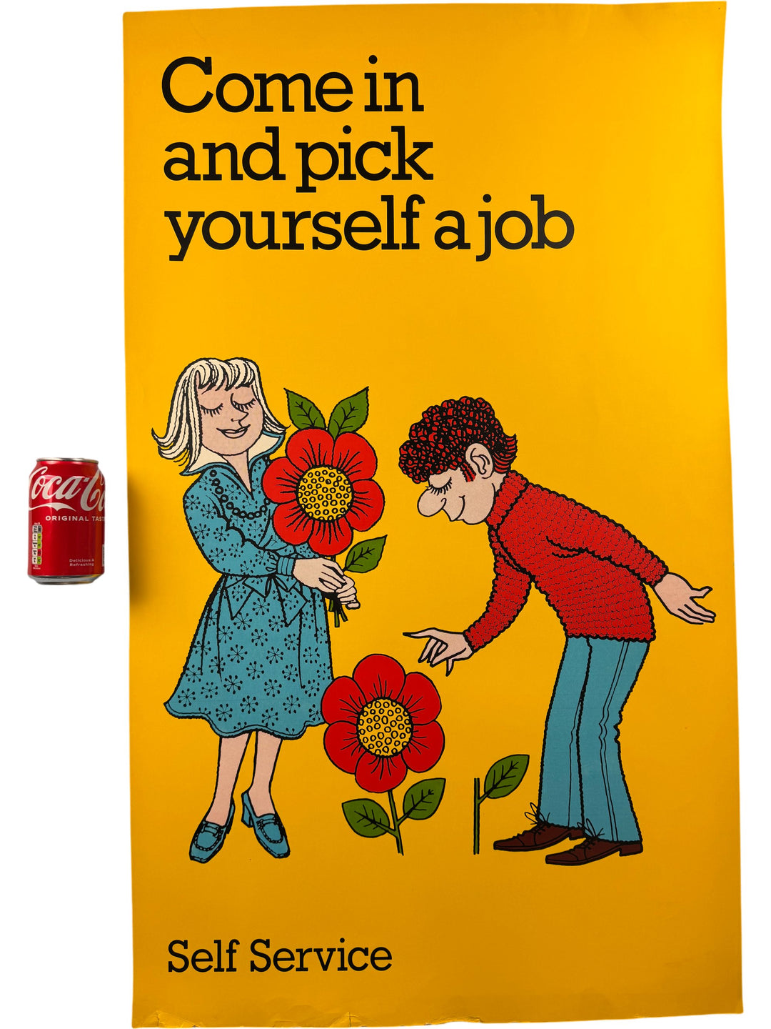 Vintage Self Service Poster Cartoon Style Humorous Decor Fun Art - Think Vintage