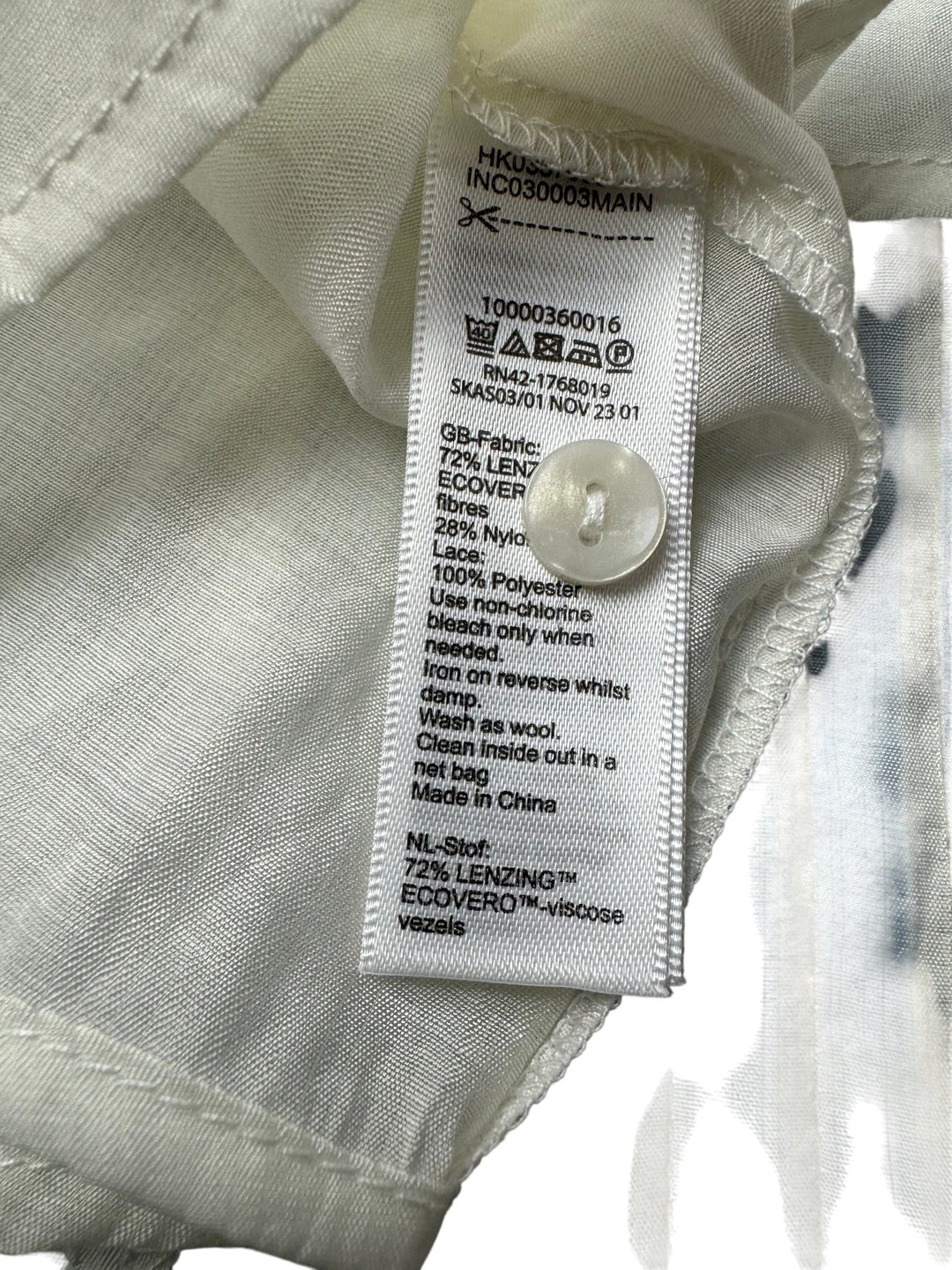 Vintage Sheer Monsoon Lace Trim Long Sleeve Blouse - M - Think Vintage