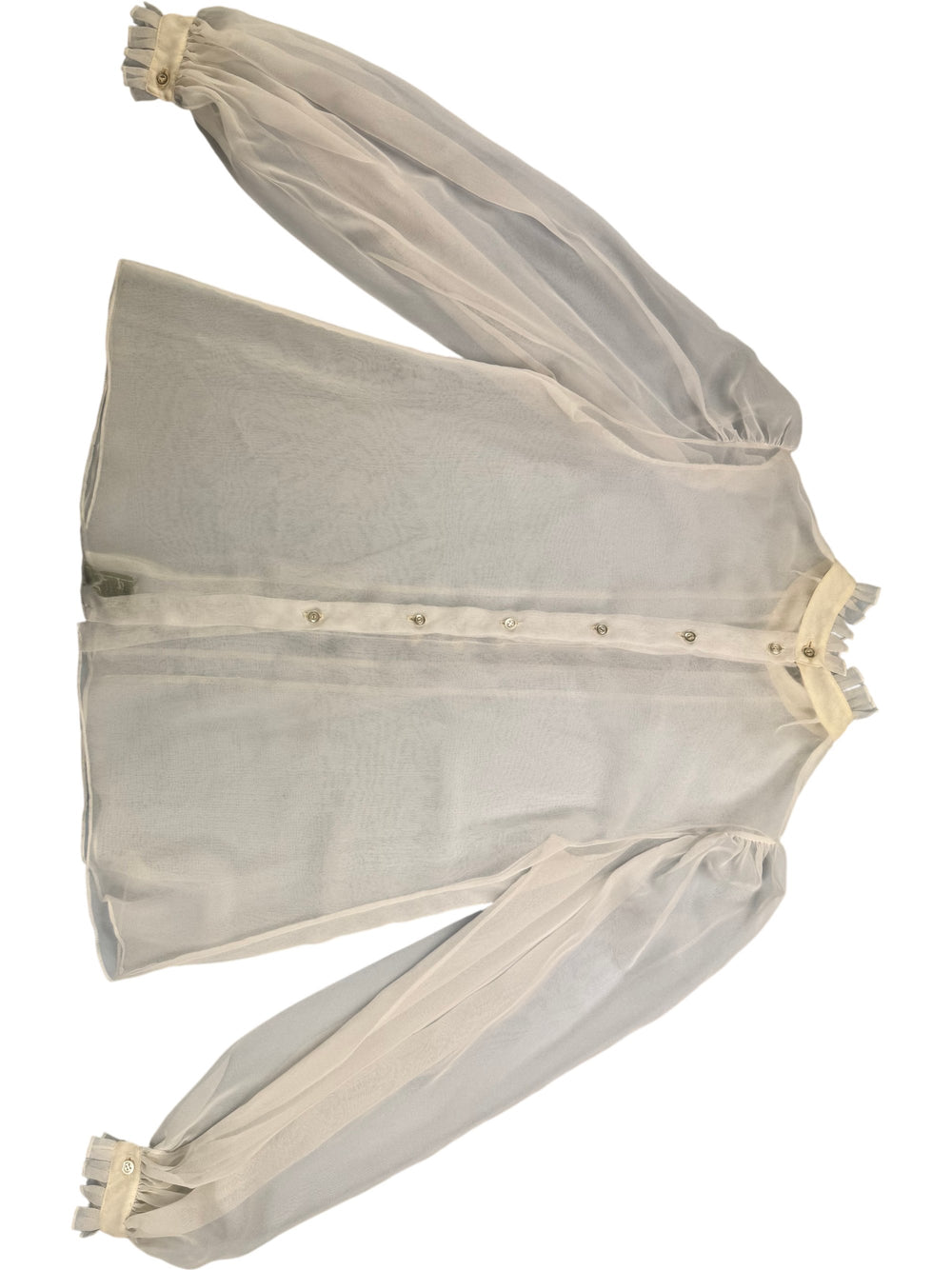 Vintage Sheer Ruffle Blouse With Puff Sleeves - Think Vintage