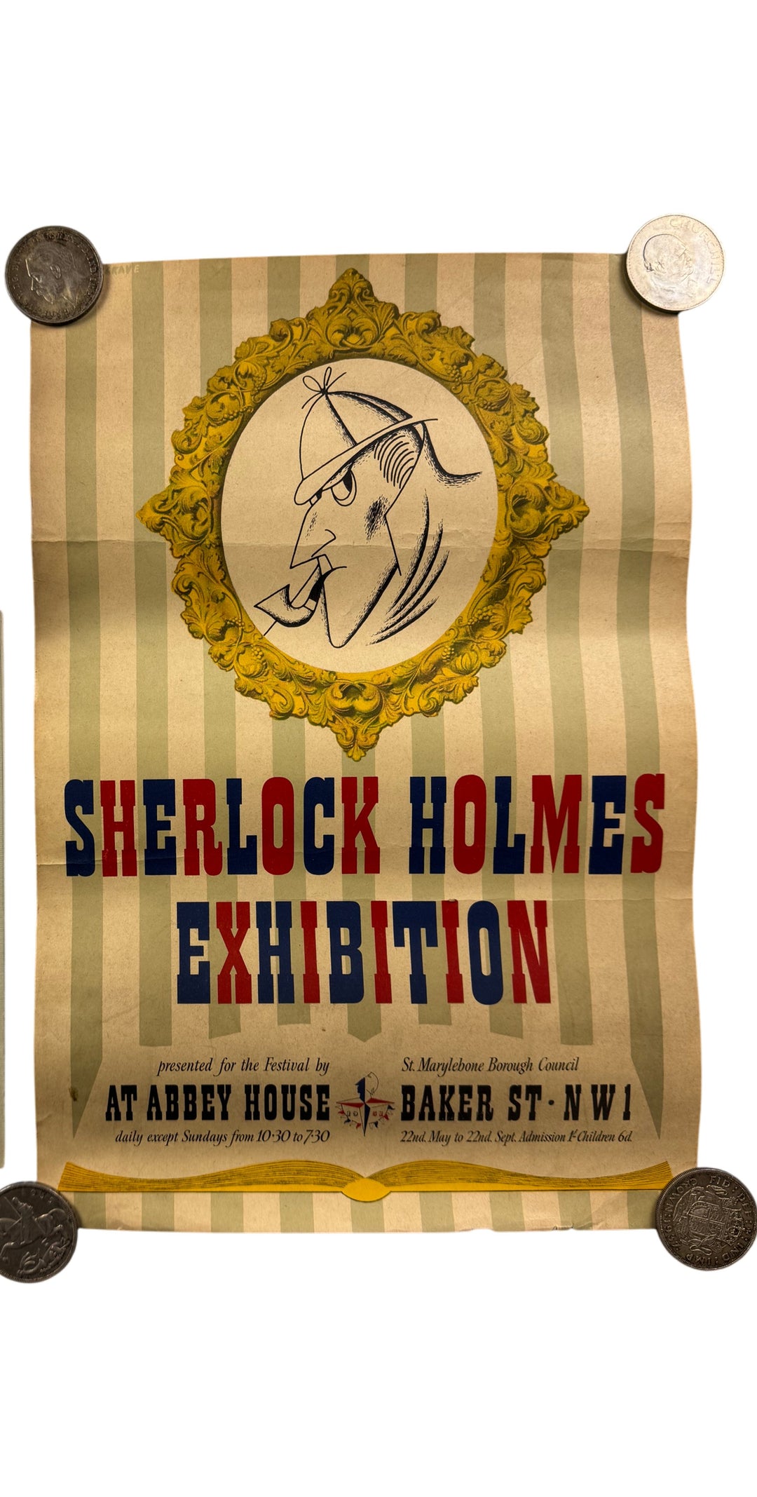 Vintage Sherlock Holmes Exhibition Poster 1951 Collectable Memorabilia - Think Vintage ltd