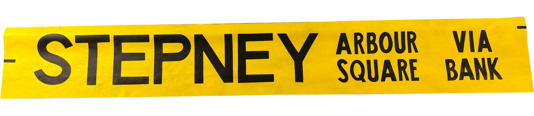 Vintage "Stepney Arbour Square Via Bank" Bus Destination Roll 'Section' (L) - Think Vintage ltd