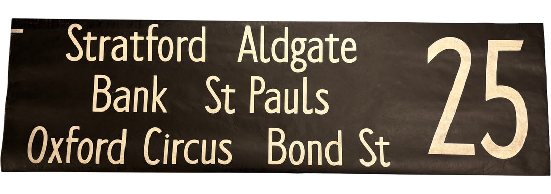 Vintage "Stratford/Aldgate/Bank..." Bus Destination Roll 'Sections' (L) - Think Vintage