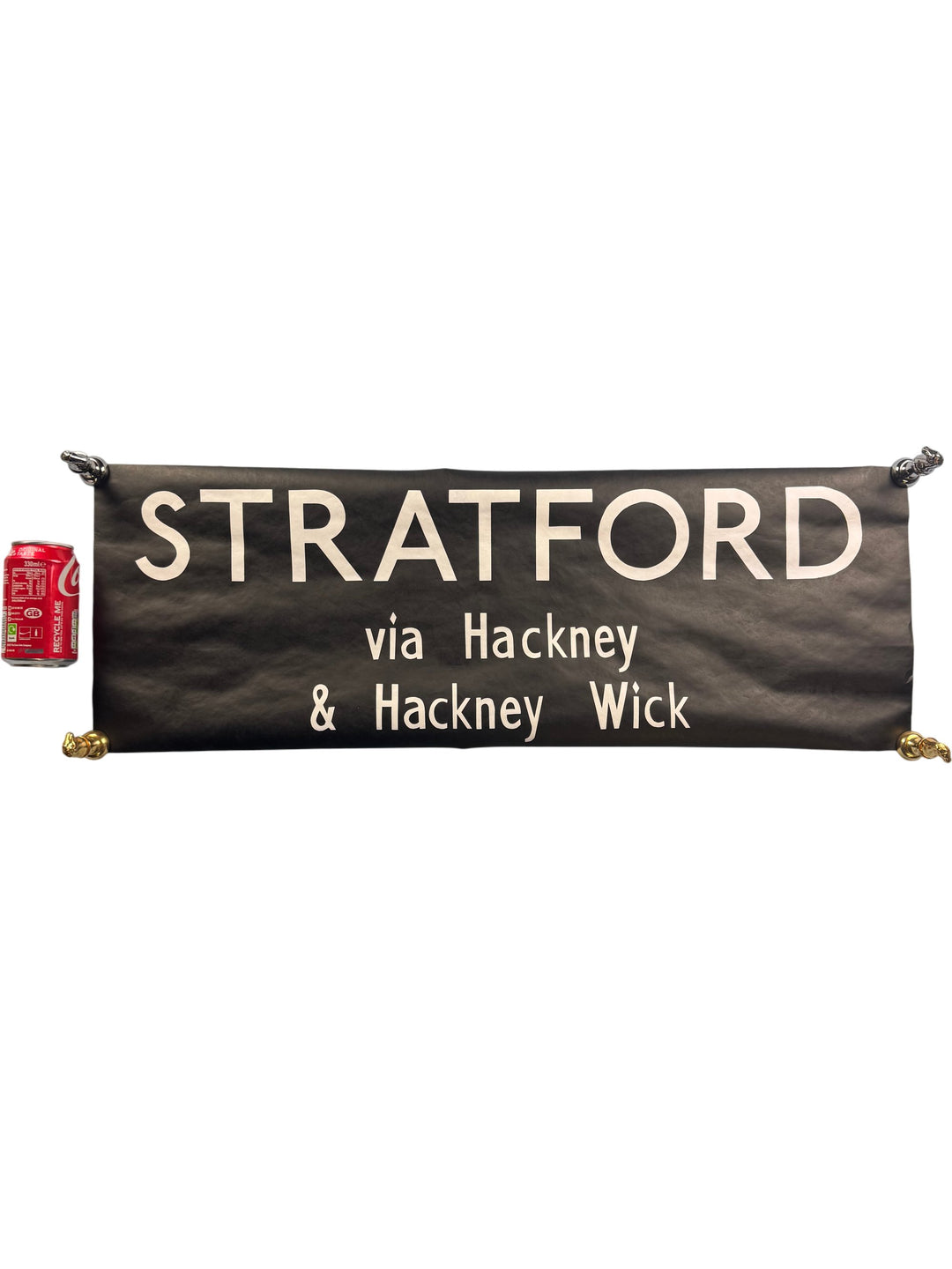 Vintage "Stratford - Via Hackney" Bus Destination Roll 'Section' - Think Vintage Online Ltd