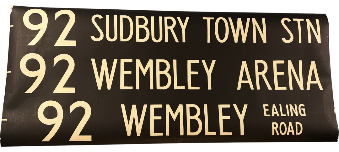 Vintage "Sudbury/Wembley" Bus Destination Roll 'Section' (L) - Think Vintage ltd