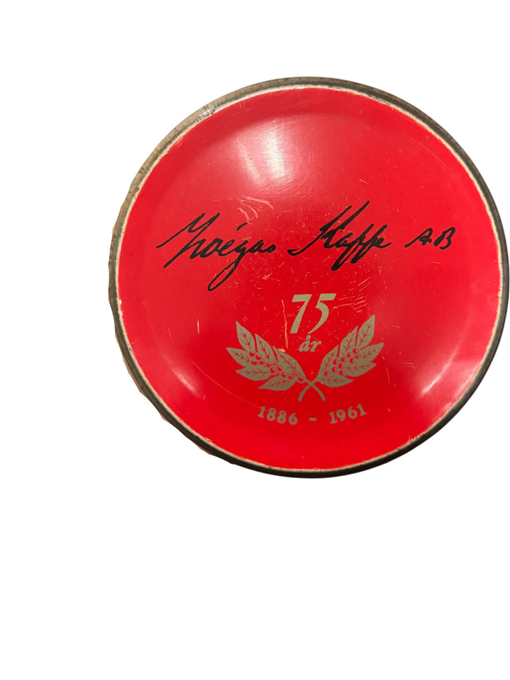 Vintage Swedish 1961 Coffee Anniversary Tin Storage Red Collectable - Think Vintage ltd
