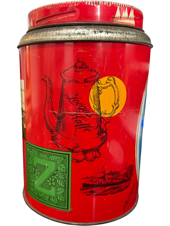 Vintage Swedish 1961 Coffee Anniversary Tin Storage Red Collectable - Think Vintage ltd