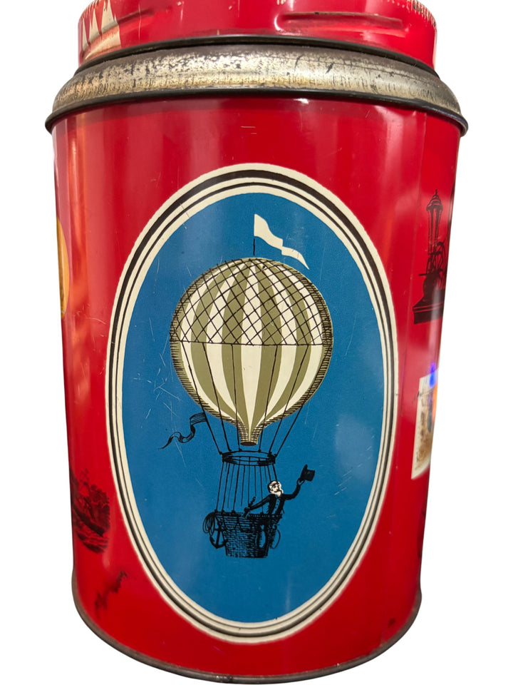 Vintage Swedish 1961 Coffee Anniversary Tin Storage Red Collectable - Think Vintage ltd