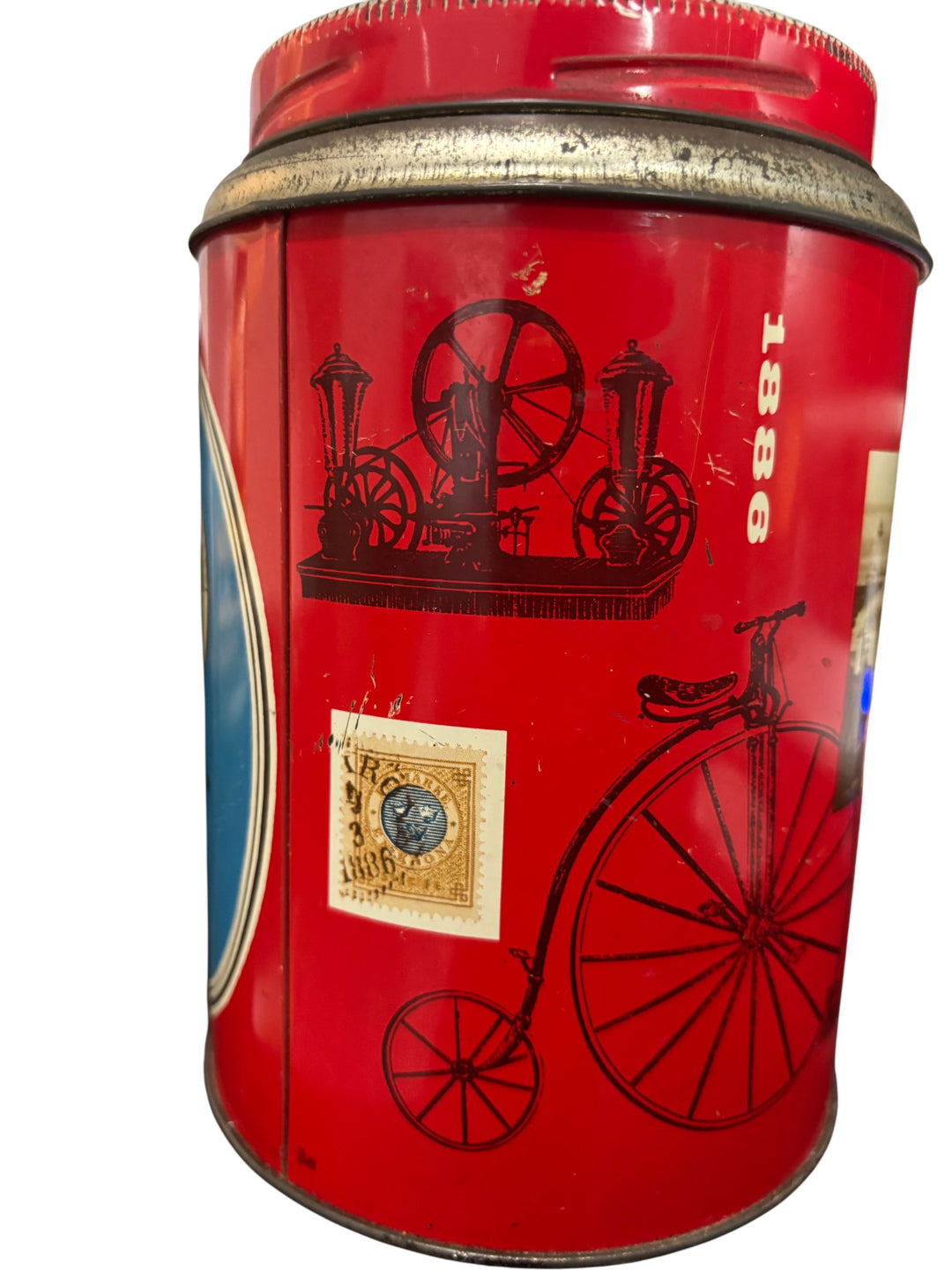 Vintage Swedish 1961 Coffee Anniversary Tin Storage Red Collectable - Think Vintage ltd