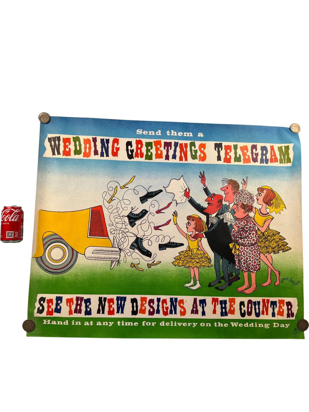 Vintage Wedding Greetings Telegram Art Poster Colourful Design - Think Vintage