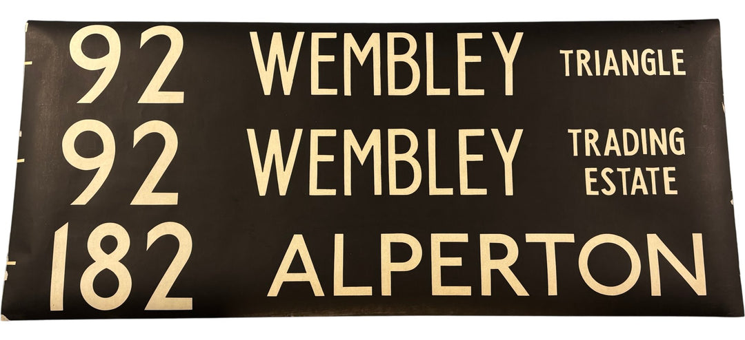 Vintage "Wembley/Alperton" Bus Destination Roll 'Section' (L) - Think Vintage ltd