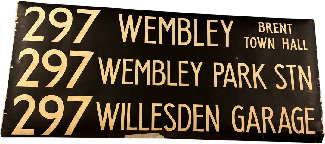 Vintage "Wembley/Willesden Grg" Bus Destination Roll 'Section' (L) - Think Vintage Online Ltd