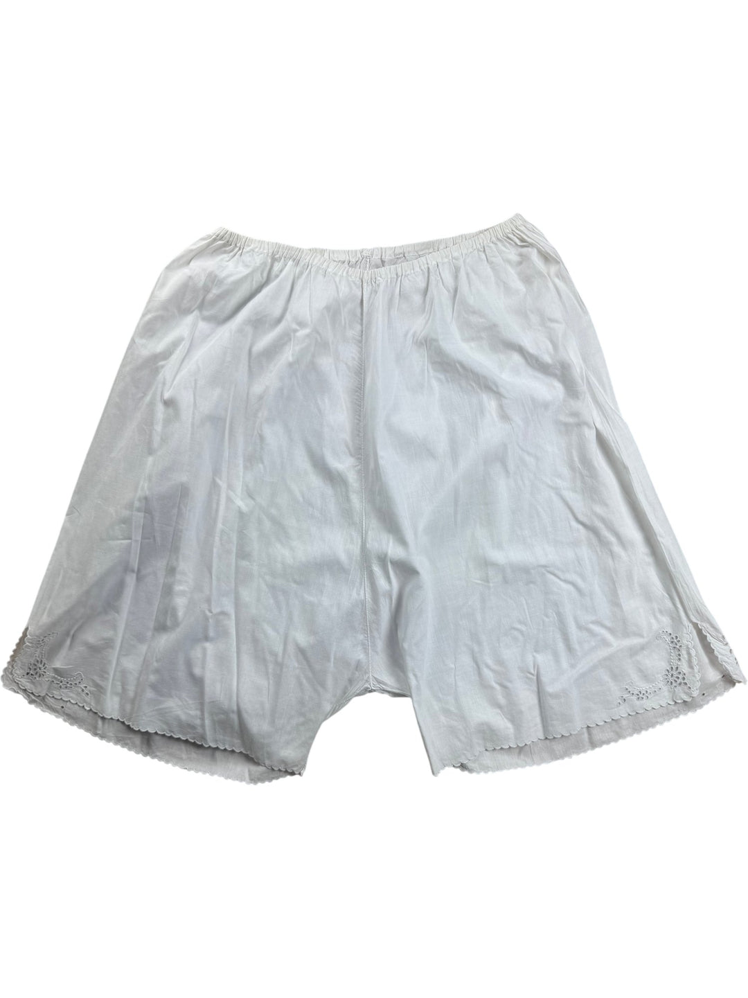 Vintage White Pettipants with Eyelet Trim - Large - Think Vintage ltd