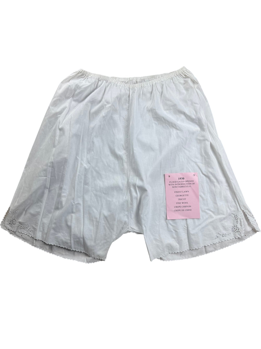 Vintage White Pettipants with Eyelet Trim - Large - Think Vintage ltd