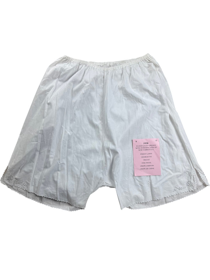 Vintage White Pettipants with Eyelet Trim - Large - Think Vintage ltd