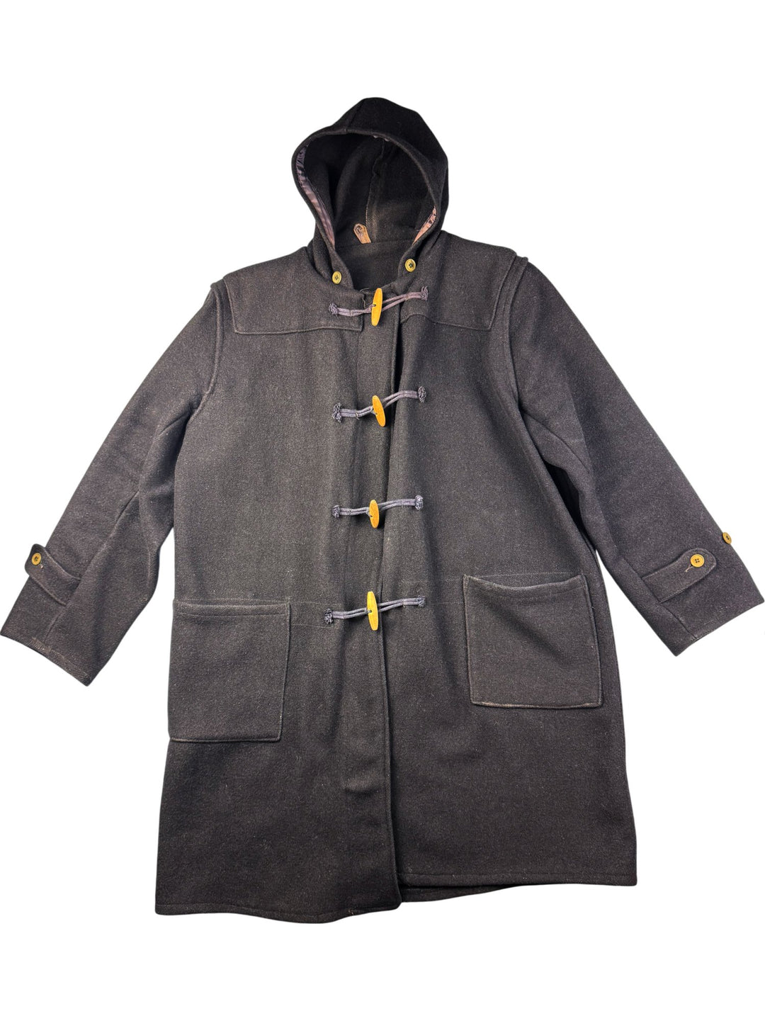 Vintage Wool Duffle Coat with Wooden Toggles - L - Think Vintage ltd